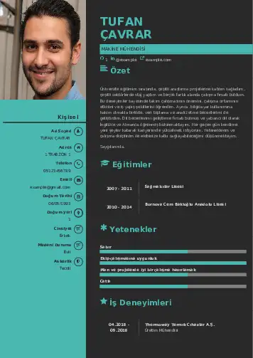 Makine Mühendisi Cv Örnekleri cv indir